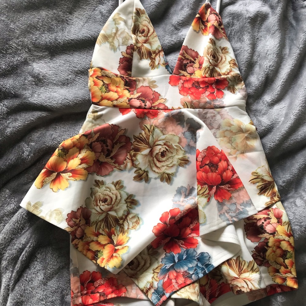 Boutique floral romper with straps